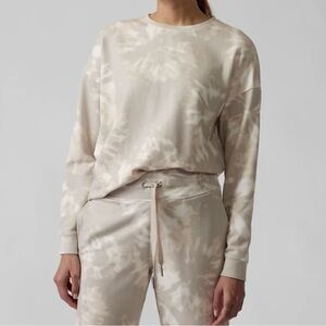 ATHLETA WILLOW ABALONE GREY LONG SLEEVE BALANCE PRINTED PULLOVER SWEATSHIRT